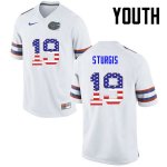 Youth Florida Gators #19 Caleb Sturgis NCAA Nike White USA Flag Fashion Authentic Stitched College Football Jersey TZP0562TR